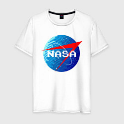 Футболка хлопковая мужская NASA Pixel, цвет: белый