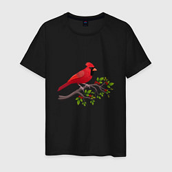 Футболка хлопковая мужская Красный кардинал, цвет: черный