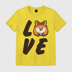 Футболка хлопковая мужская Love Corgi, цвет: желтый