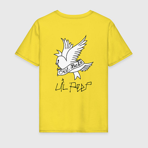 Мужская футболка LIL PEEP НА СПИНЕ / Желтый – фото 2