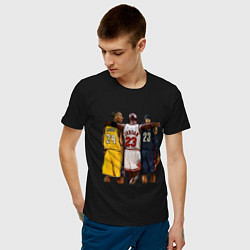 Футболка хлопковая мужская Bryant, Jordan, James цвета черный — фото 2