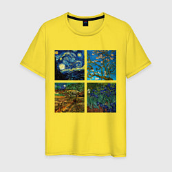 Футболка хлопковая мужская Ван Гог картины, цвет: желтый