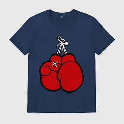 Футболка хлопковая мужская Боксерские перчатки, цвет: тёмно-синий
