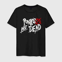 Футболка хлопковая мужская Punks not dead, цвет: черный