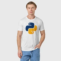 Футболка хлопковая мужская Python, цвет: белый — фото 2