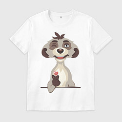 Футболка хлопковая мужская С любовью, Сурикат, цвет: белый