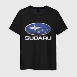 Футболка хлопковая мужская SUBARU, цвет: черный