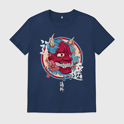 Футболка хлопковая мужская Маска Они, цвет: тёмно-синий