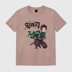 Футболка хлопковая мужская KIMETSU NO YAIBA, цвет: пыльно-розовый