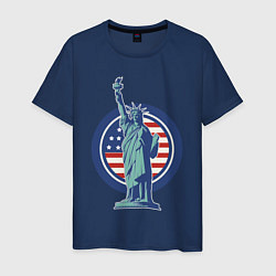 Футболка хлопковая мужская Usa Liberty Statue, цвет: тёмно-синий