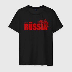 Футболка хлопковая мужская Russia, цвет: черный