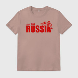 Футболка хлопковая мужская Russia, цвет: пыльно-розовый