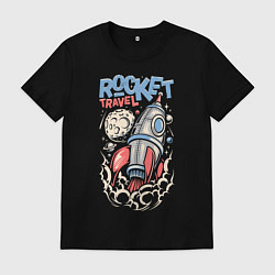 Футболка хлопковая мужская Rocket Travel, цвет: черный