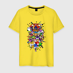 Футболка хлопковая мужская Sonic Pixel Friends, цвет: желтый