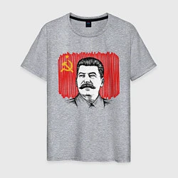 Футболка хлопковая мужская Сталин и флаг СССР, цвет: меланж
