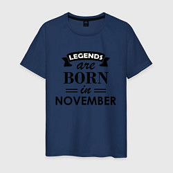 Футболка хлопковая мужская Legends are born in November цвета тёмно-синий — фото 1