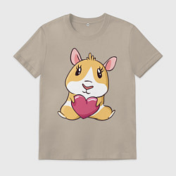 Футболка хлопковая мужская Морская Свинка, цвет: миндальный