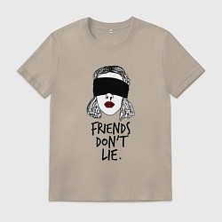 Футболка хлопковая мужская Очень странные дела, цвет: миндальный