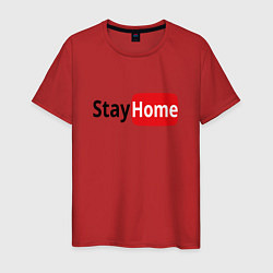Футболка хлопковая мужская Stay Home, цвет: красный