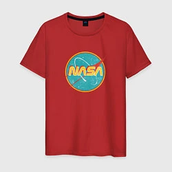 Футболка хлопковая мужская NASA винтажный логотип, цвет: красный