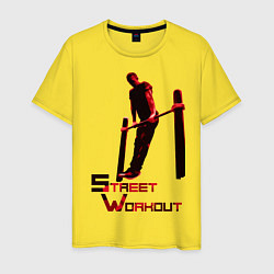 Футболка хлопковая мужская Street Workout Выход Силой цвета желтый — фото 1