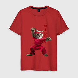 Футболка хлопковая мужская Karate Cat, цвет: красный