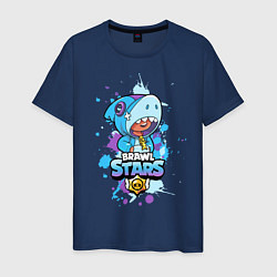 Футболка хлопковая мужская Brawl Stars Leon Shark, цвет: тёмно-синий