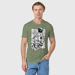Футболка хлопковая мужская Аска и Синдзи, Евангелион, цвет: авокадо — фото 2