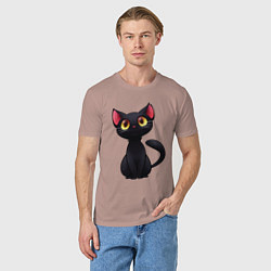 Футболка хлопковая мужская Черный котенок, цвет: пыльно-розовый — фото 2