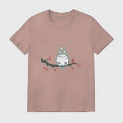 Футболка хлопковая мужская Тоторо, цвет: пыльно-розовый