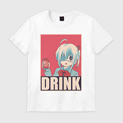 Футболка хлопковая мужская DRINK, цвет: белый