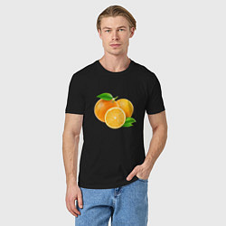 Футболка хлопковая мужская Апельсины, цвет: черный — фото 2