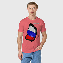 Футболка хлопковая мужская Россия, цвет: коралловый — фото 2