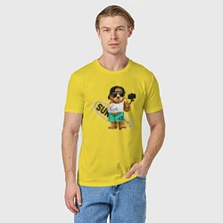 Футболка хлопковая мужская Медвежонок серфер, цвет: желтый — фото 2