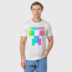 Футболка хлопковая мужская MINECRAFT CREEPER, цвет: белый — фото 2