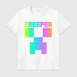 Футболка хлопковая мужская MINECRAFT CREEPER, цвет: белый