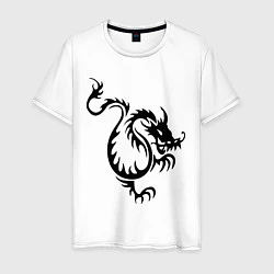 Футболка хлопковая мужская Китайский водяной дракон, цвет: белый