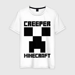 Футболка хлопковая мужская MINECRAFT CREEPER, цвет: белый