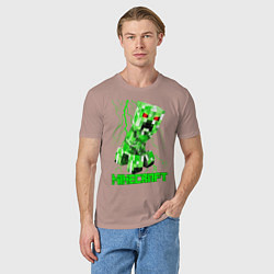 Футболка хлопковая мужская MINECRAFT CREEPER, цвет: пыльно-розовый — фото 2