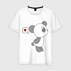 Футболка хлопковая мужская Панда мальчик, цвет: белый