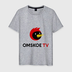 Футболка хлопковая мужская Omskoe TV logo цвета меланж — фото 1
