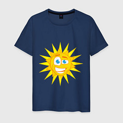 Футболка хлопковая мужская Летнее солнце, цвет: тёмно-синий
