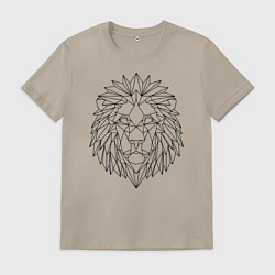 Футболка хлопковая мужская Геометрический Лев, цвет: миндальный