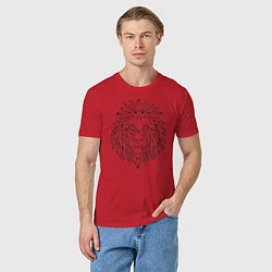 Футболка хлопковая мужская Геометрический Лев, цвет: красный — фото 2