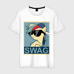 Футболка хлопковая мужская Rainbow Dash swag, цвет: белый