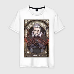 Футболка хлопковая мужская The Witcher, Geralt, Ведьмак,, цвет: белый