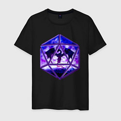 Футболка хлопковая мужская DnD, d20, Dragon, Дракон, ДнД, цвет: черный