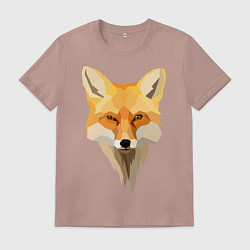 Футболка хлопковая мужская Лис арт, цвет: пыльно-розовый