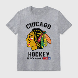 Футболка хлопковая мужская CHICAGO BLACKHAWKS NHL, цвет: меланж