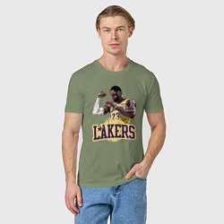 Футболка хлопковая мужская LeBron - Lakers, цвет: авокадо — фото 2